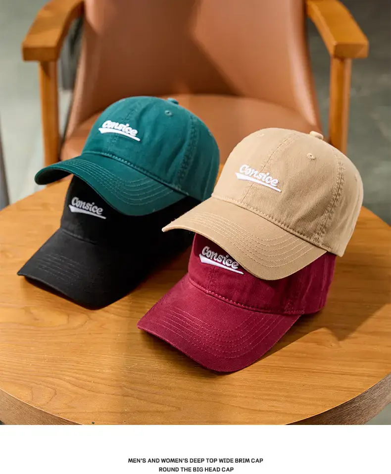 Men's Tan Big Head Baseball Cap with Embroidered Logo — feature 6