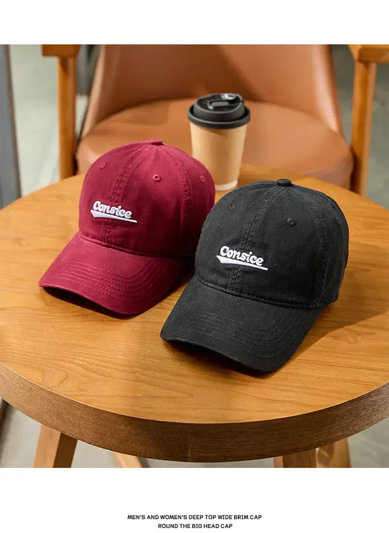 Men's Tan Big Head Baseball Cap with Embroidered Logo — feature 7