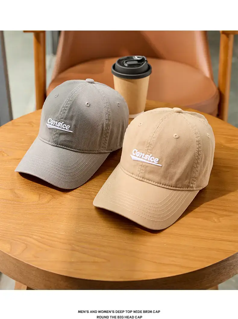Men's Tan Big Head Baseball Cap with Embroidered Logo — feature 8