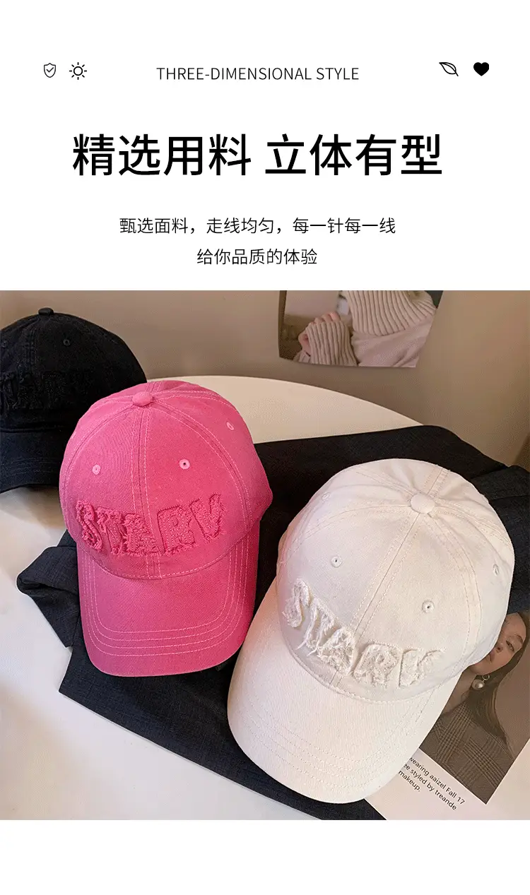 Black Japanese Style Lettered Baseball Cap Women Spring Autumn — feature 3
