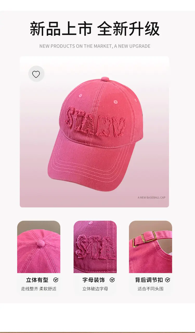 Black Japanese Style Lettered Baseball Cap Women Spring Autumn — feature 5