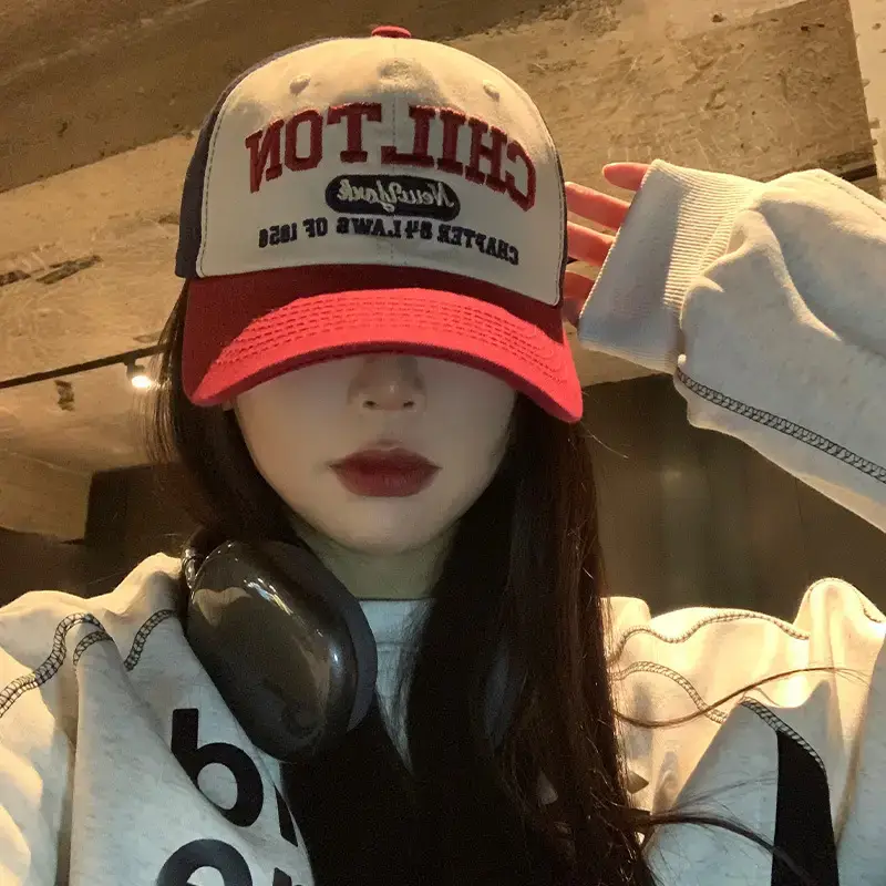 Chilton Lettered Baseball Cap Women Red White Wide Brim