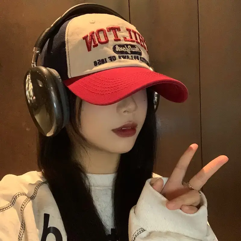 Chilton Lettered Baseball Cap Women Red White Wide Brim