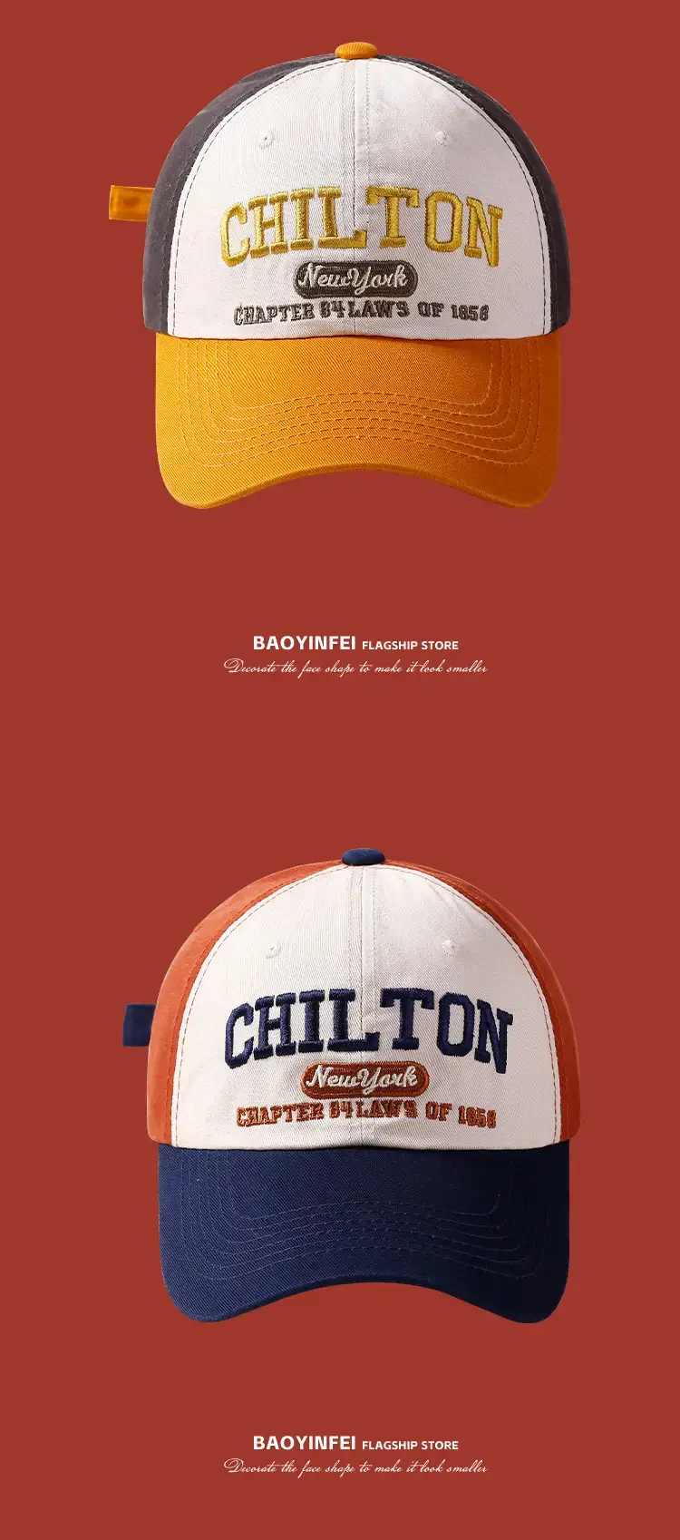 Chilton Lettered Baseball Cap Women Red White Wide Brim — feature 12