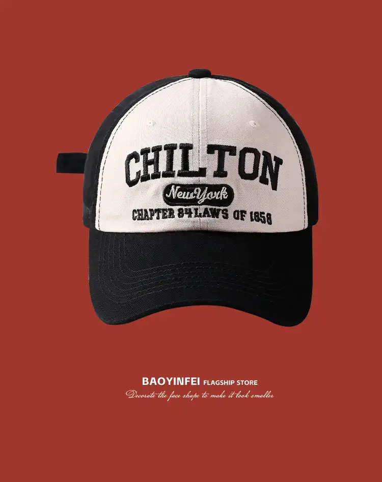 Chilton Lettered Baseball Cap Women Red White Wide Brim — feature 13
