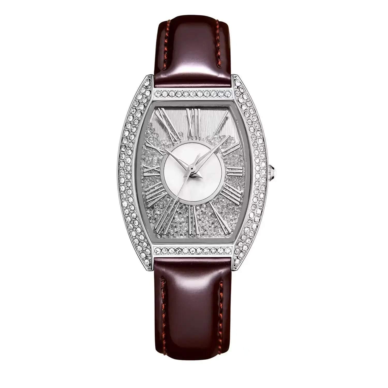 Oval Women's Watch with Diamond Encrusted Rose Gold Band - Image 6