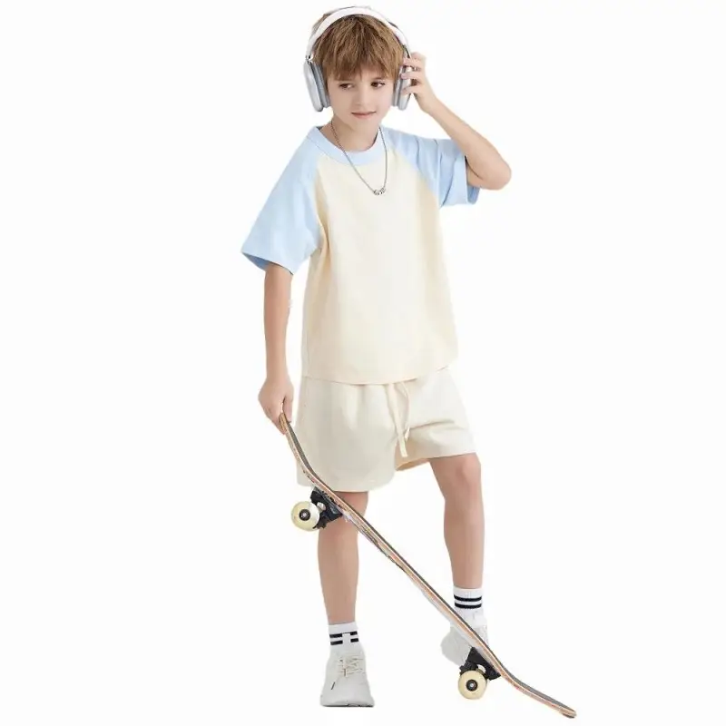 Kids Skateboard Outfit Retro Two Color Cotton Shorts - Image 10