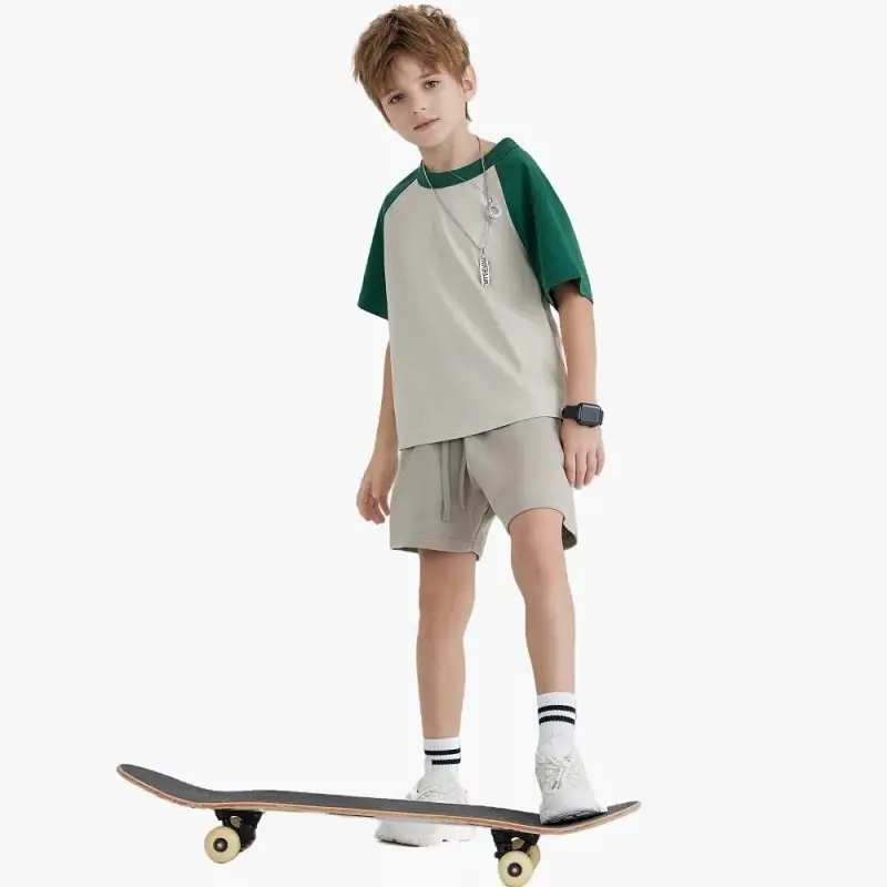 Kids Skateboard Outfit Retro Two Color Cotton Shorts - Image 11