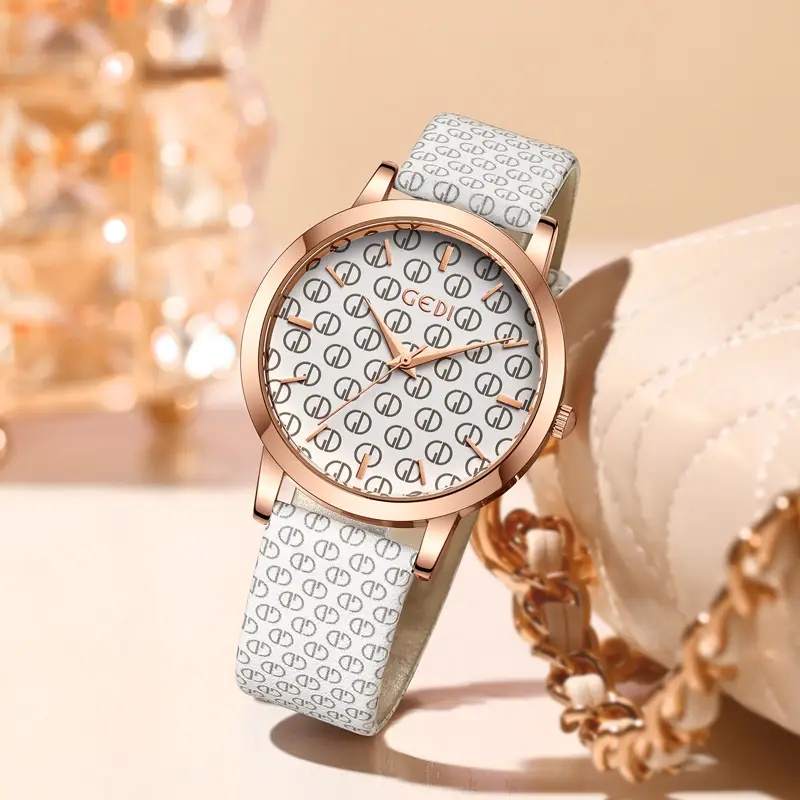 Goldie Women's Quartz Watch with Letter Dial & Black Belt - Image 4