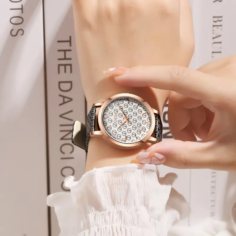 Goldie Women's Quartz Watch with Letter Dial & Black Belt - Image 5