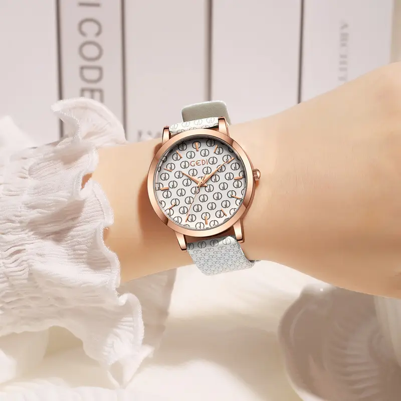 Goldie Women's Quartz Watch with Letter Dial & Black Belt - Image 6