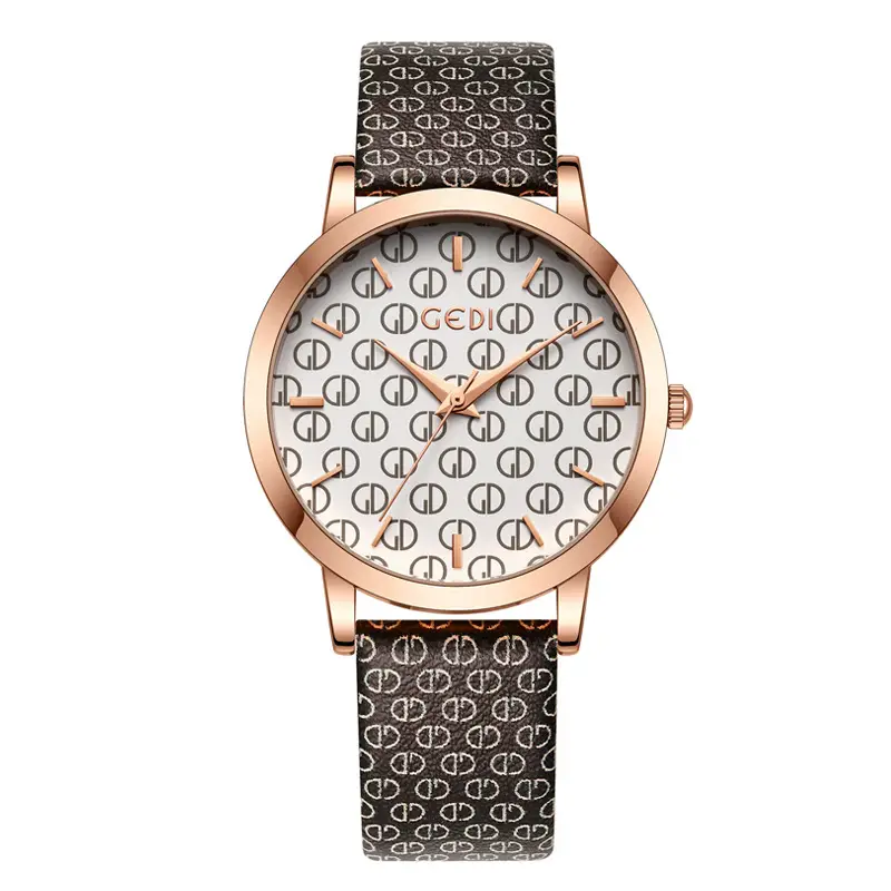 Goldie Women's Quartz Watch with Letter Dial & Black Belt - Image 2