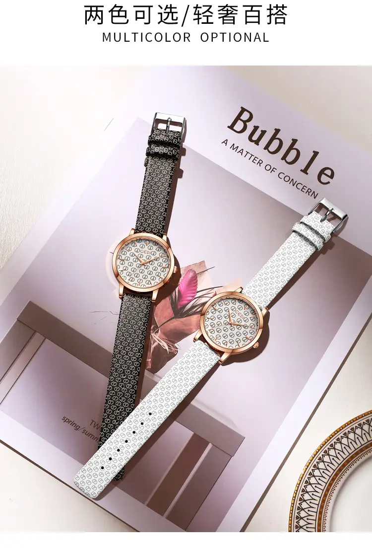 Goldie Women's Quartz Watch with Letter Dial & Black Belt — feature 5