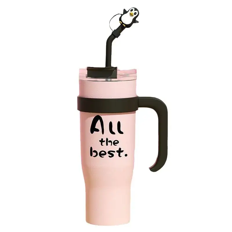 Green Cartoon Ice Thermos 1200ml Straw Cup - Image 5