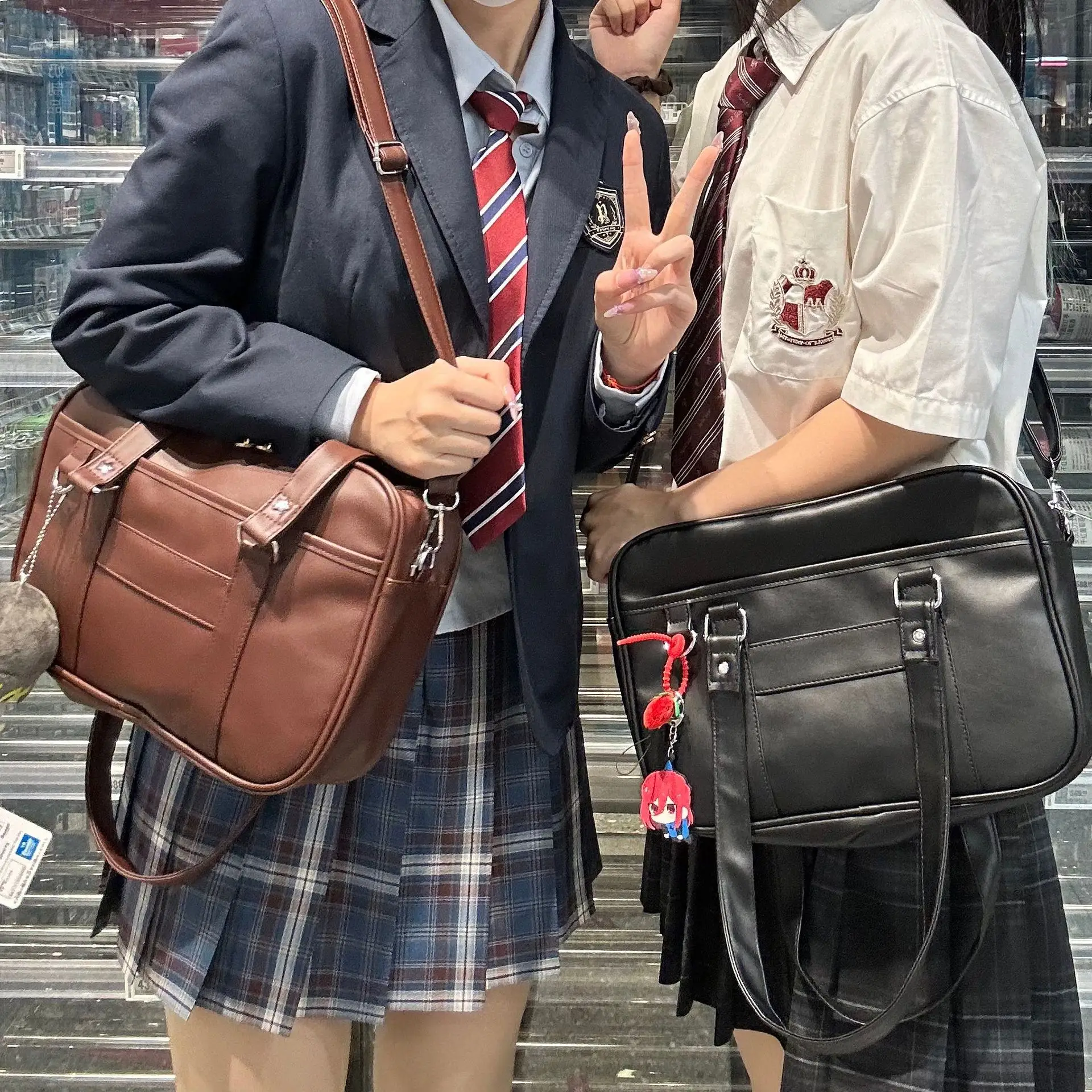 Brown PU Leather Student Schoolbag Commuter Shoulder Bag — feature 17
