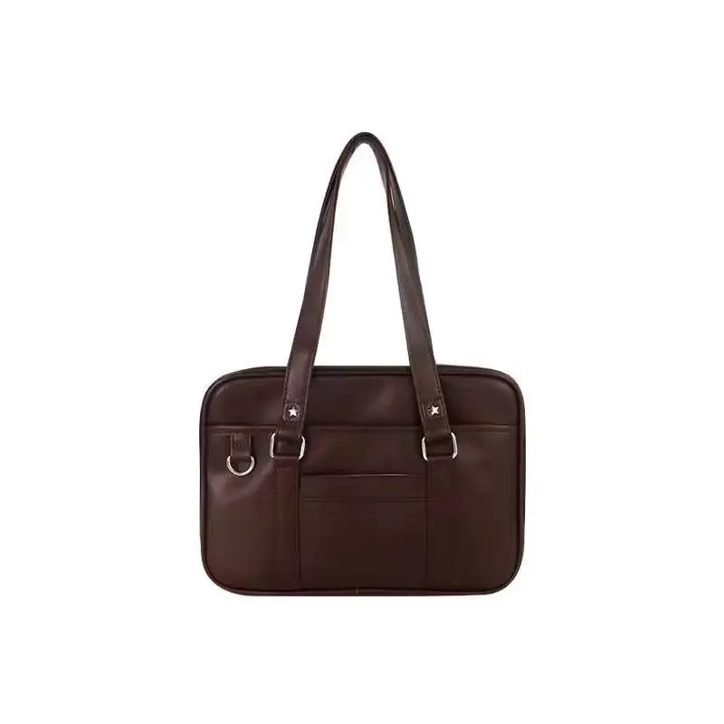 Black PU Leather College Crossbody Bag for Students - Image 3