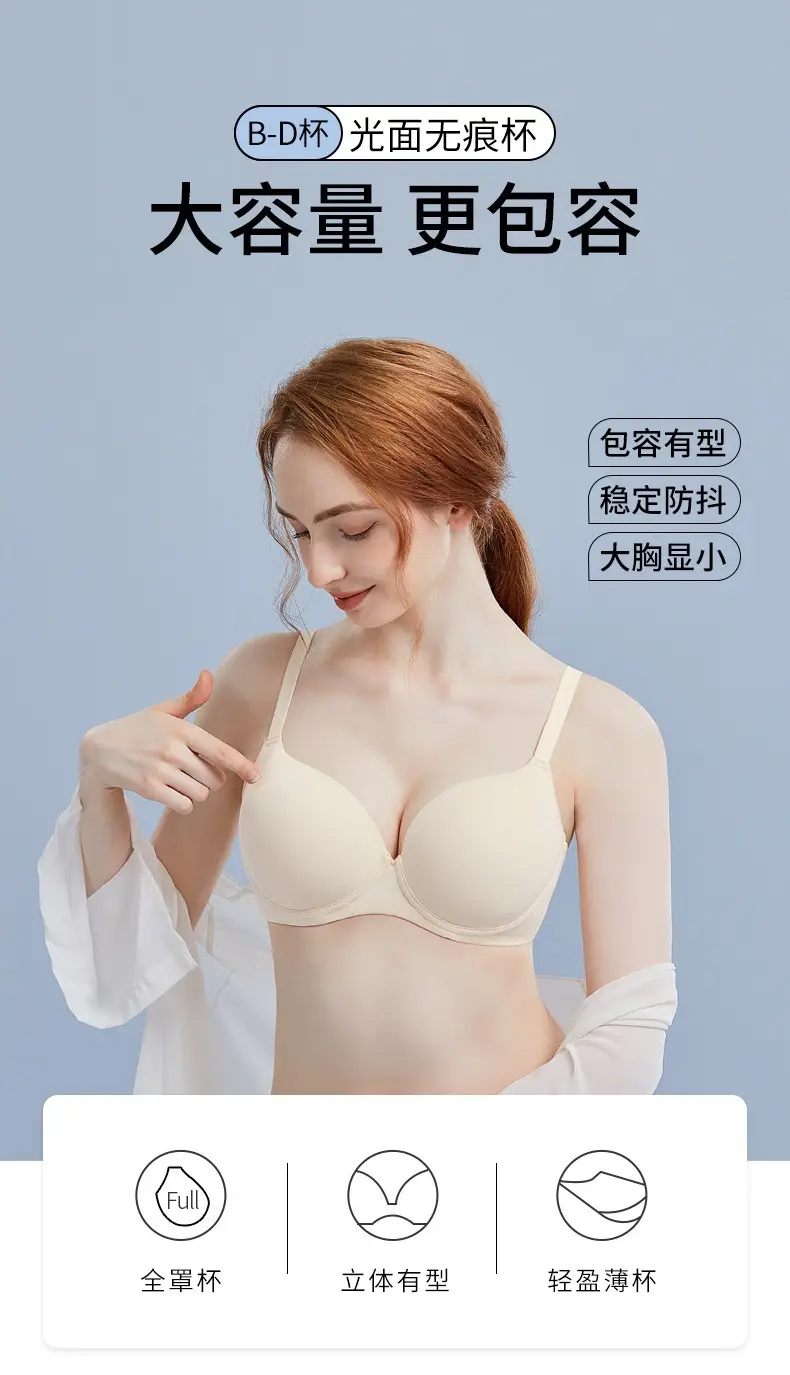 Large Bust Minimizing Seamless Bra for Women, Summer Thin Style, Anti-Sagging, Underwire, Plus Size Bra — feature 3