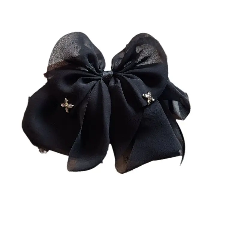 French Retro Bow Hairpin with Black Houndstooth Design - Image 16
