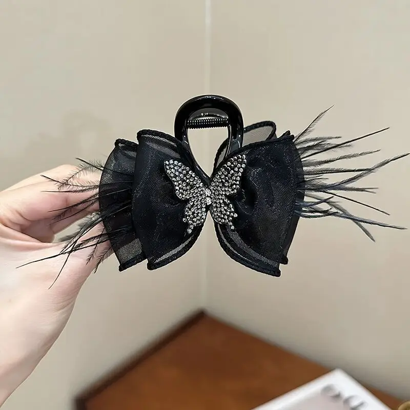 French Retro Bow Hairpin with Black Houndstooth Design — feature 53