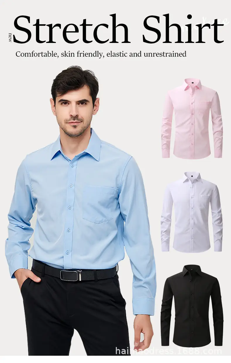 Men's Purple Long Sleeve Button-Down Shirt — feature 1