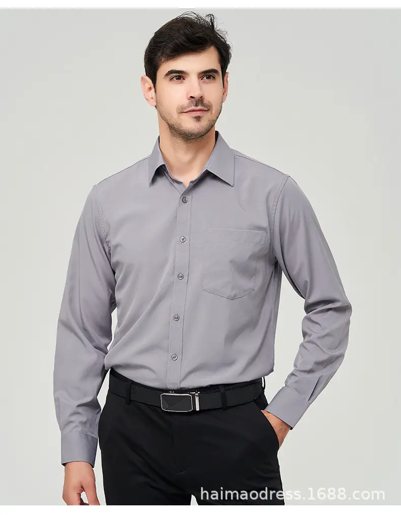 Men's Purple Long Sleeve Button-Down Shirt — feature 16