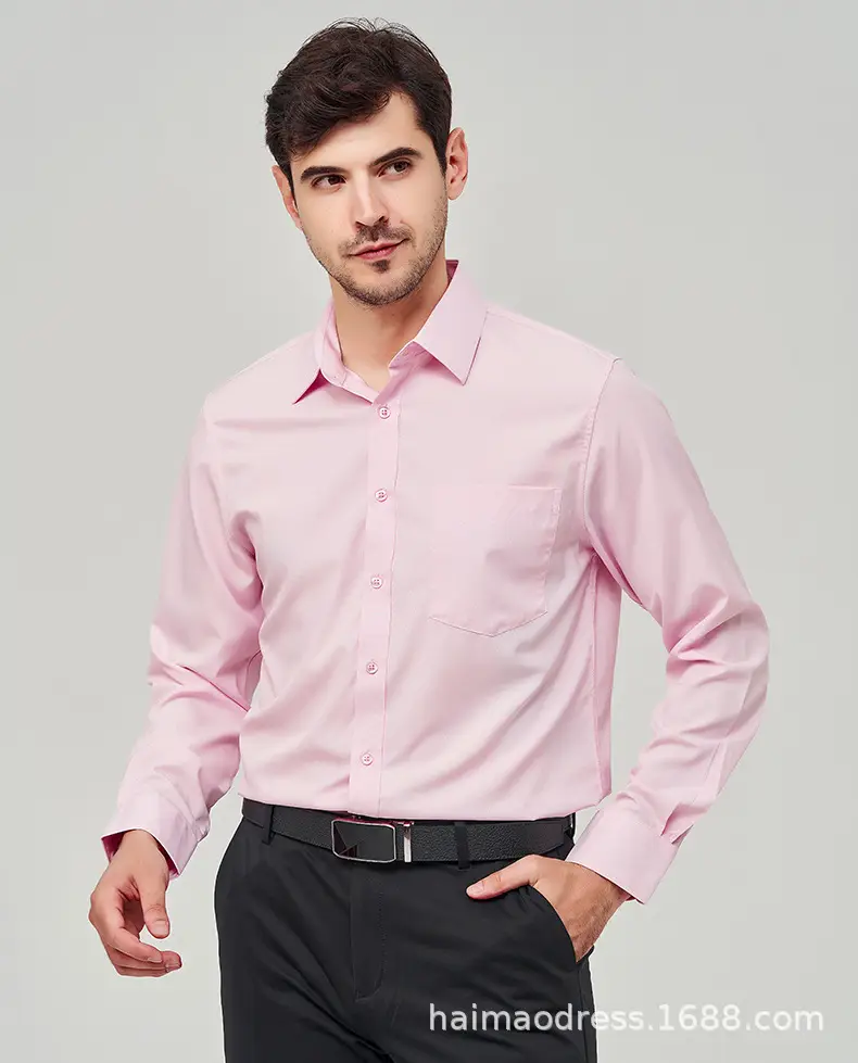 Men's Purple Long Sleeve Button-Down Shirt — feature 17