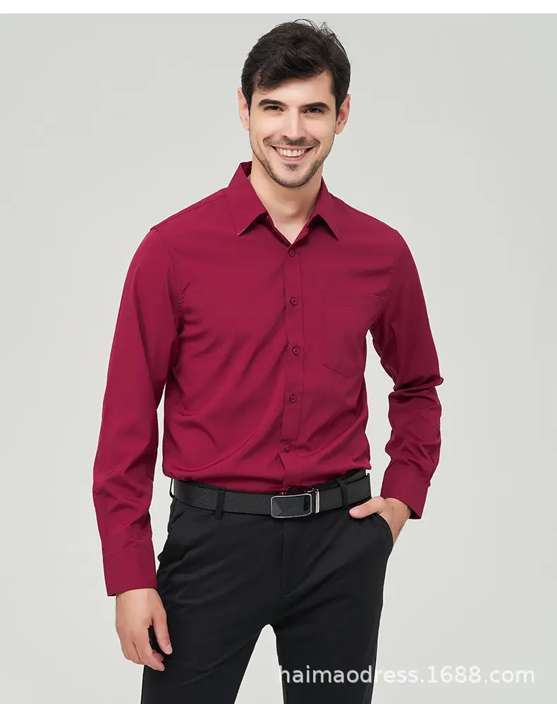 Men's Purple Long Sleeve Button-Down Shirt — feature 18