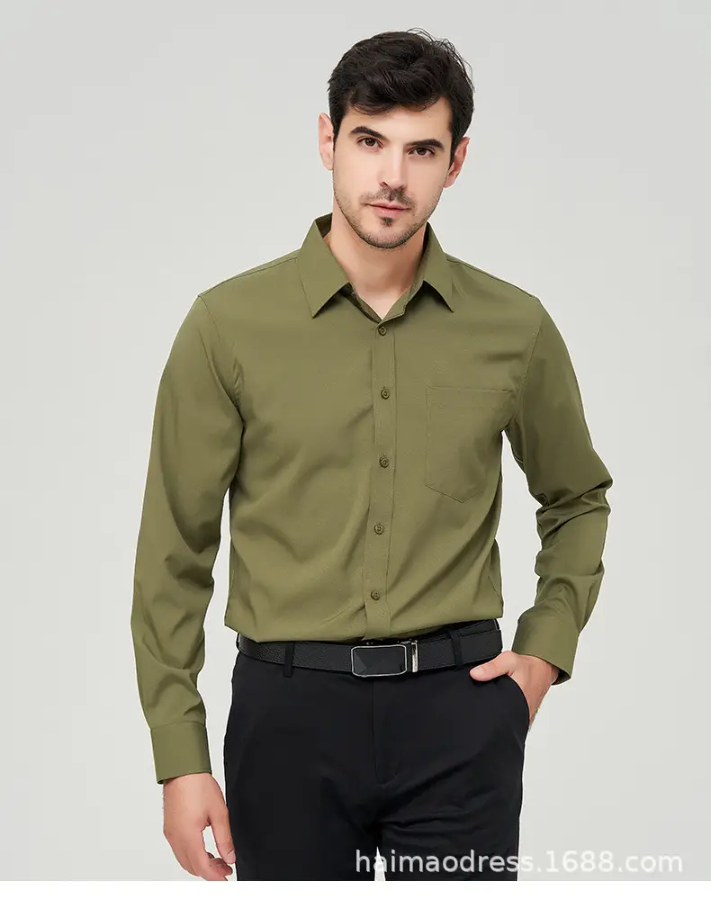 Men's Purple Long Sleeve Button-Down Shirt — feature 20