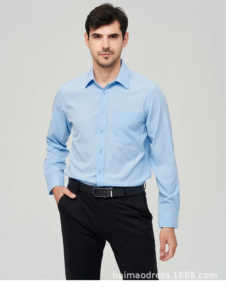 Men's Purple Long Sleeve Button-Down Shirt — feature 25