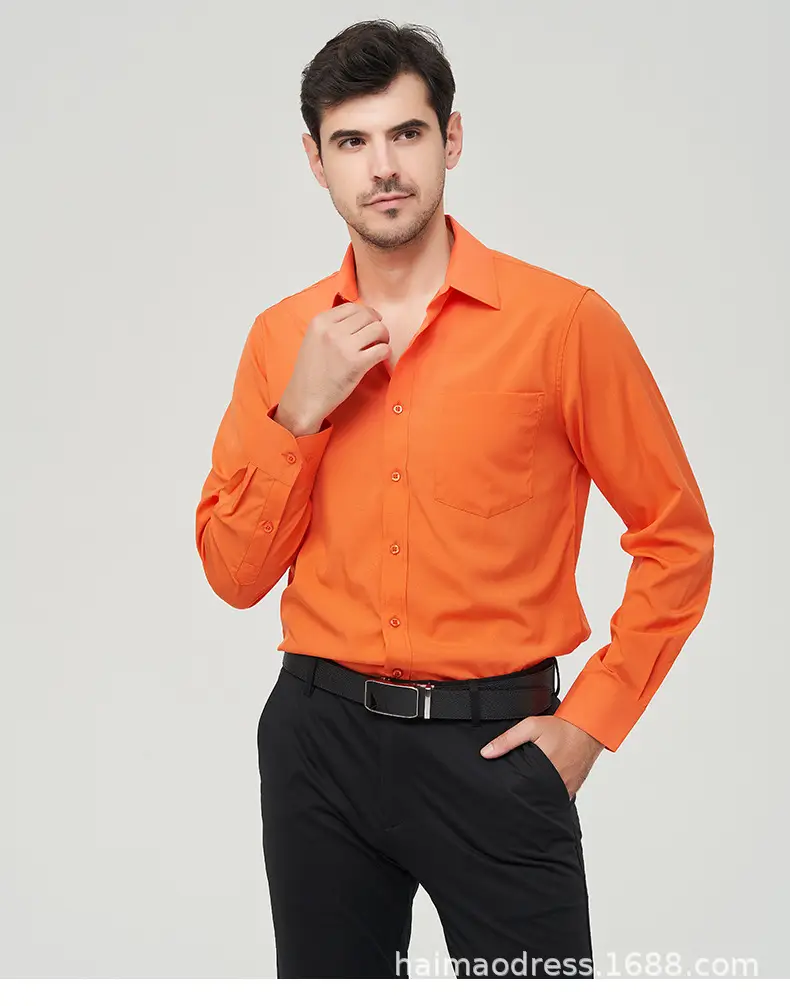 Men's Purple Long Sleeve Button-Down Shirt — feature 26