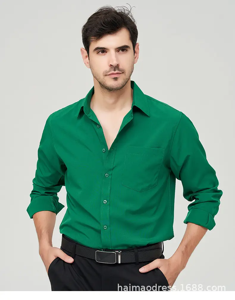 Men's Purple Long Sleeve Button-Down Shirt — feature 27
