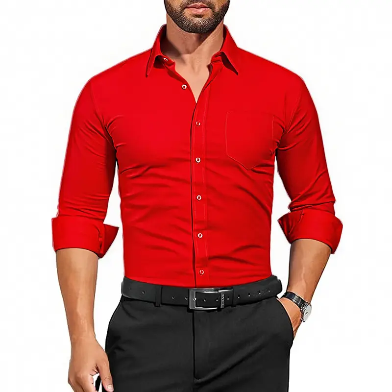 Men's Purple Long Sleeve Button-Down Shirt - Image 11