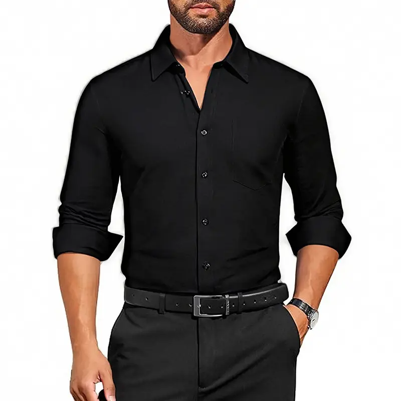 Men's Purple Long Sleeve Button-Down Shirt - Image 12