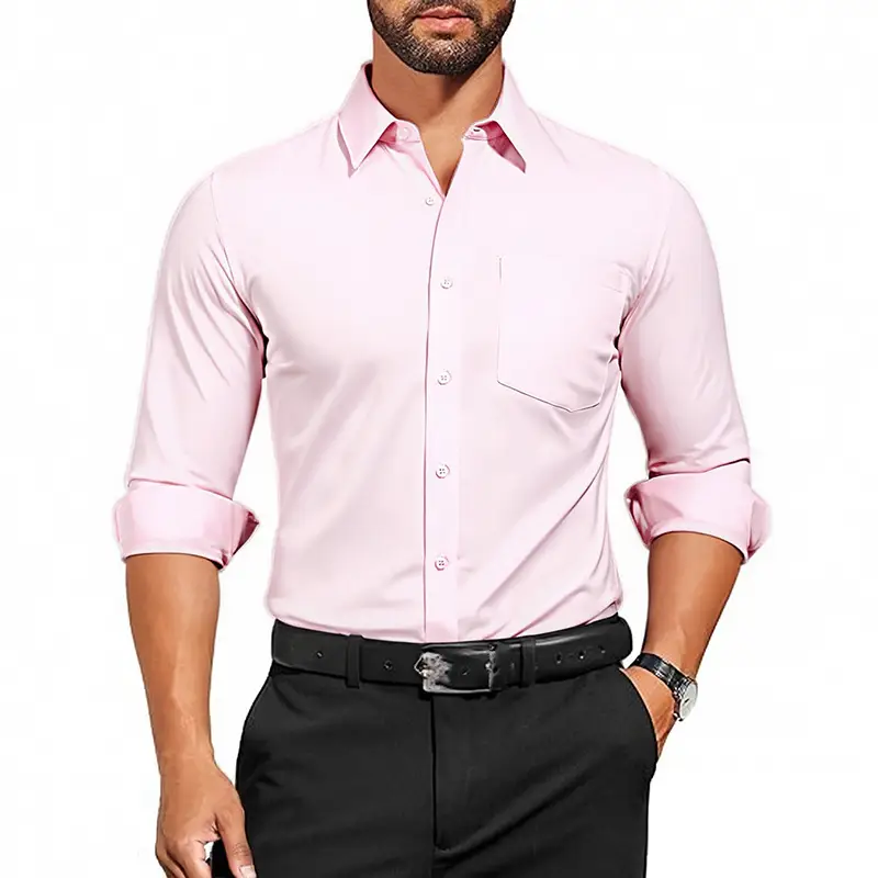 Men's Purple Long Sleeve Button-Down Shirt - Image 13