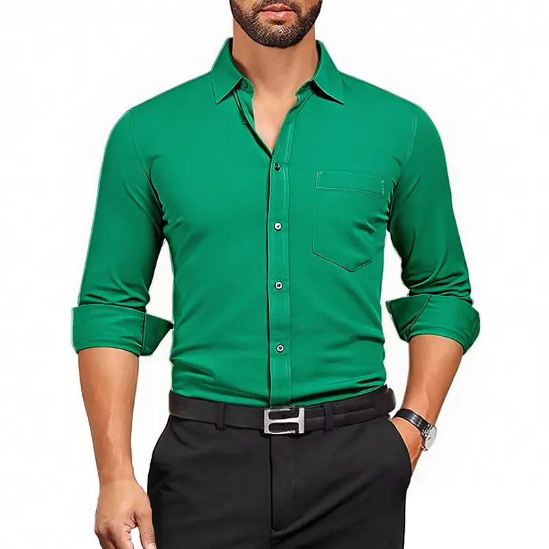 Men's Purple Long Sleeve Button-Down Shirt - Image 14