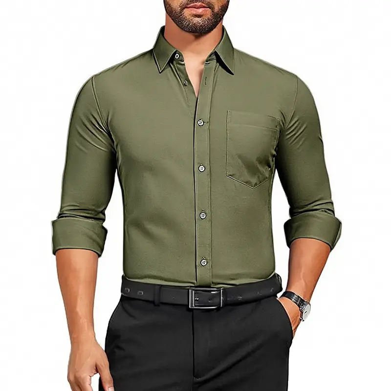 Men's Purple Long Sleeve Button-Down Shirt - Image 7