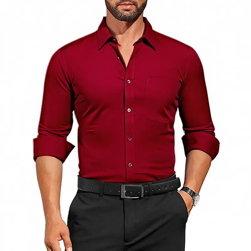 Men's Purple Long Sleeve Button-Down Shirt - Image 9