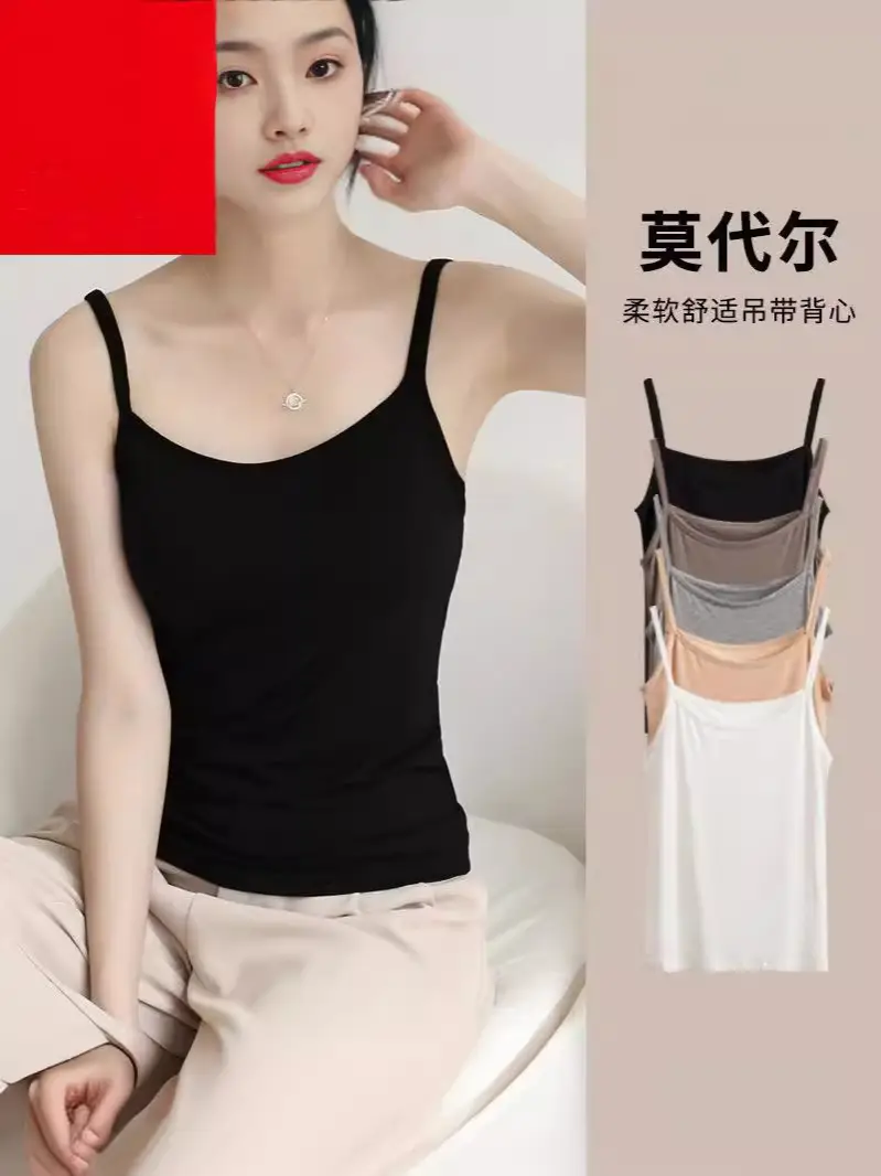 Modal Small Camisole Women's Inner Wear Beautiful Back Summer Thin Sexy Outer Wear Pure Desire Style Base Black Top