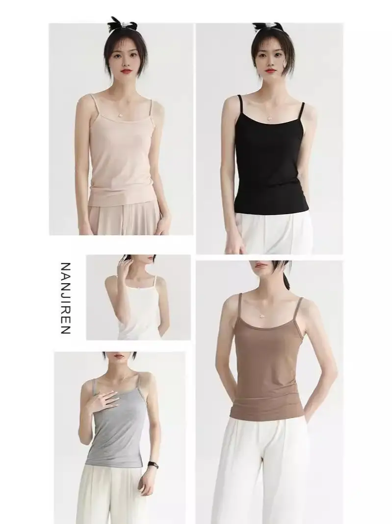 Modal Small Camisole Women's Inner Wear Beautiful Back Summer Thin Sexy Outer Wear Pure Desire Style Base Black Top