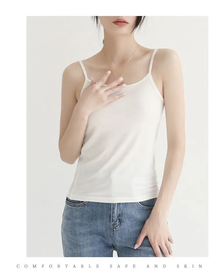 Modal Small Camisole Women's Inner Wear Beautiful Back Summer Thin Sexy Outer Wear Pure Desire Style Base Black Top — feature 13