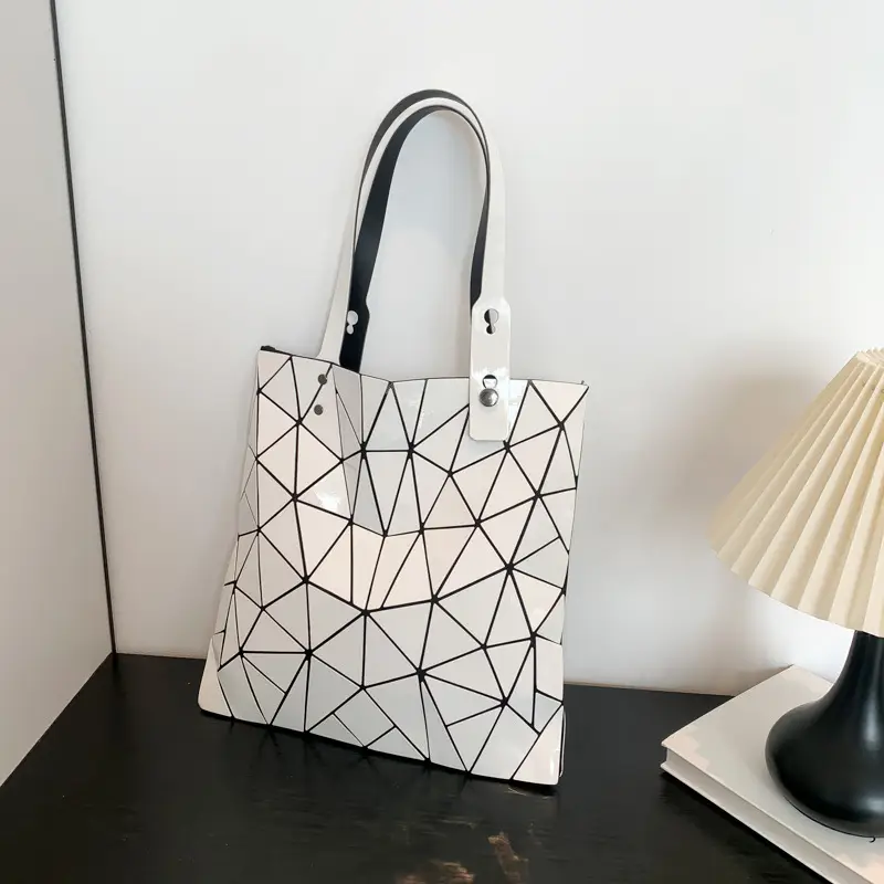 Black Geometric Rhomboid Tote Bag for Women - Image 7