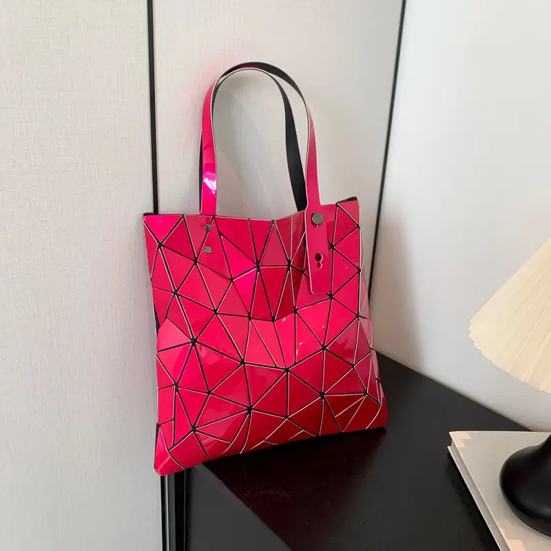 Black Geometric Rhomboid Tote Bag for Women - Image 8