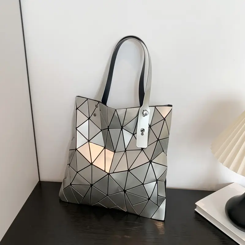 Black Geometric Rhomboid Tote Bag for Women - Image 9