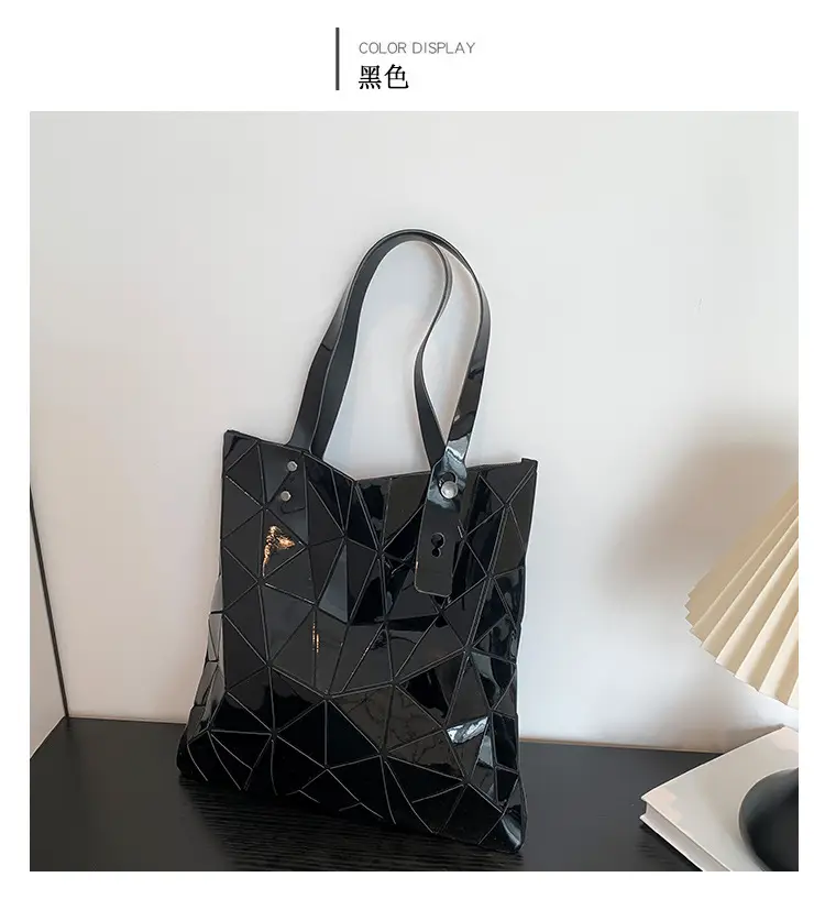 Black Geometric Rhomboid Tote Bag for Women — feature 11