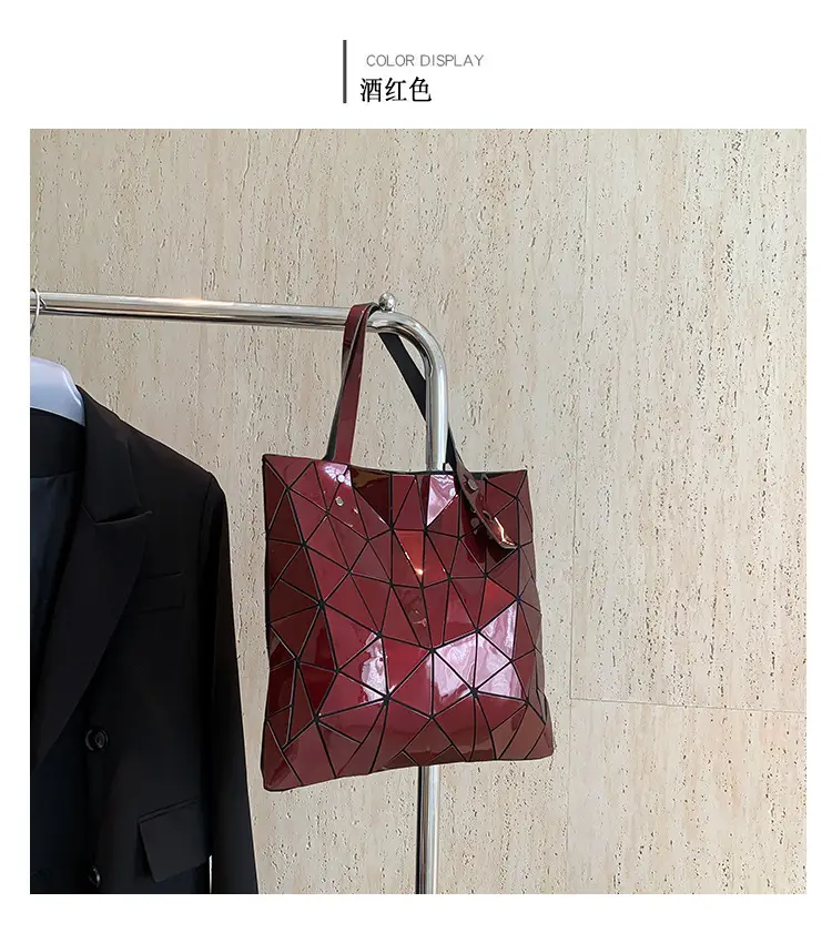 Black Geometric Rhomboid Tote Bag for Women — feature 14
