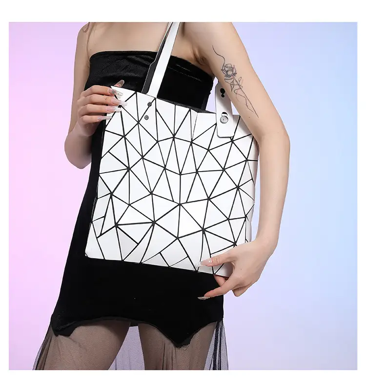 Black Geometric Rhomboid Tote Bag for Women — feature 19