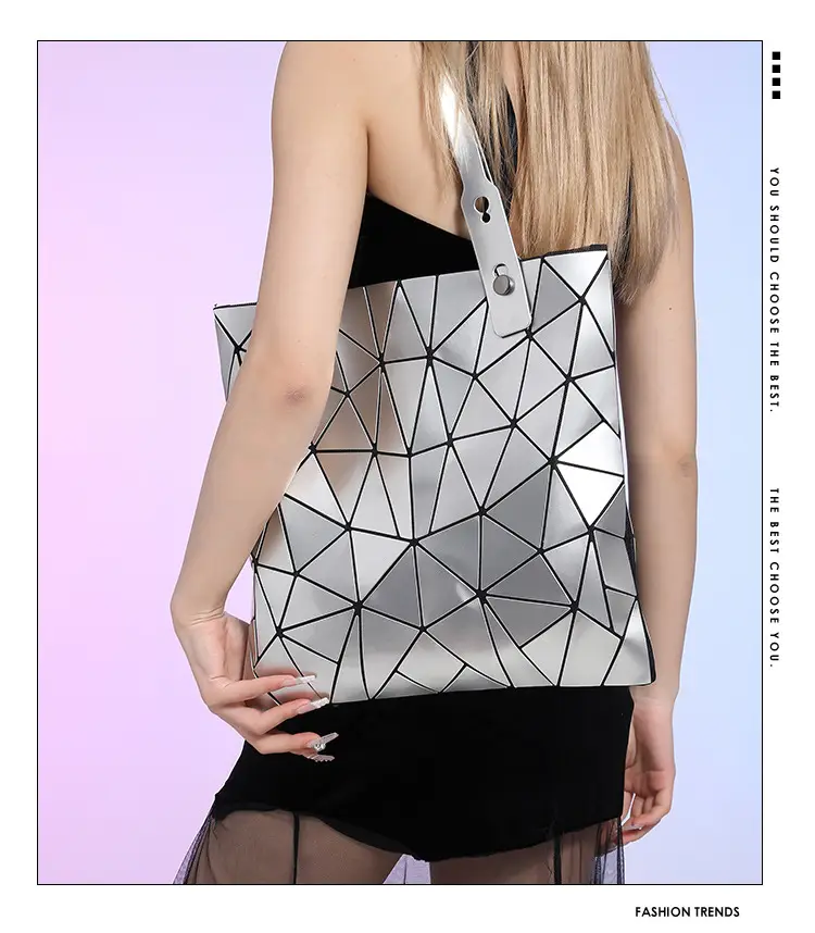 Black Geometric Rhomboid Tote Bag for Women — feature 2