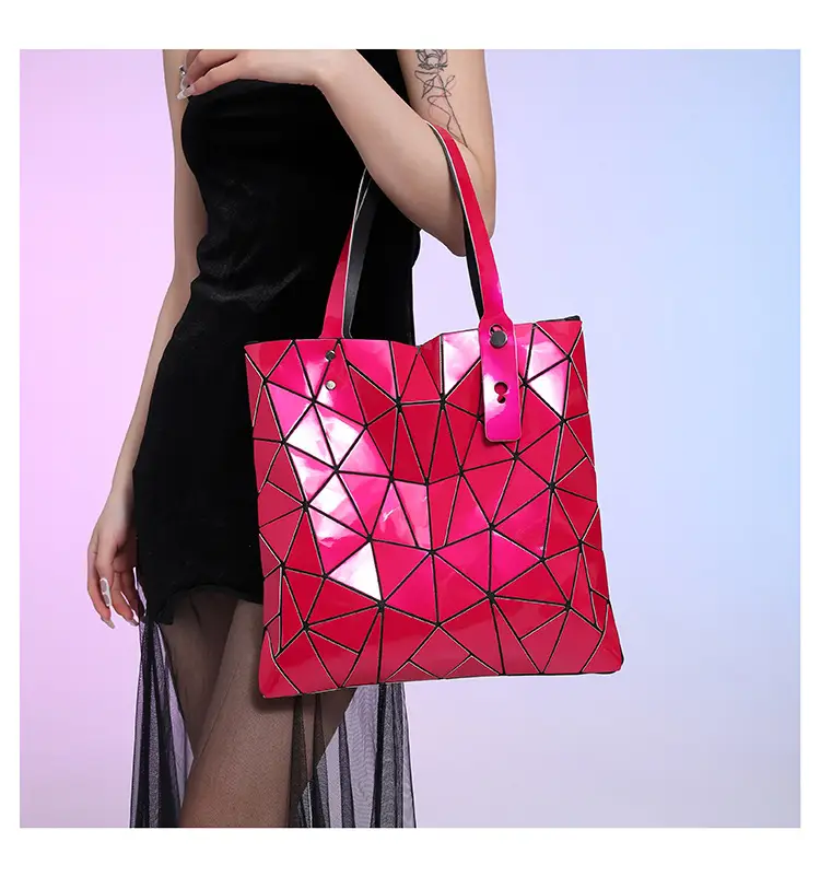 Black Geometric Rhomboid Tote Bag for Women — feature 22