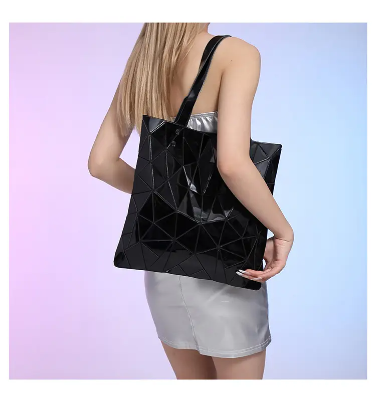 Black Geometric Rhomboid Tote Bag for Women — feature 26