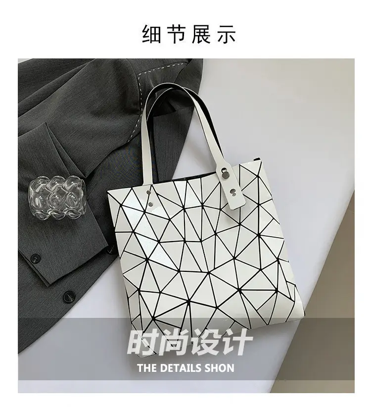 Black Geometric Rhomboid Tote Bag for Women — feature 4